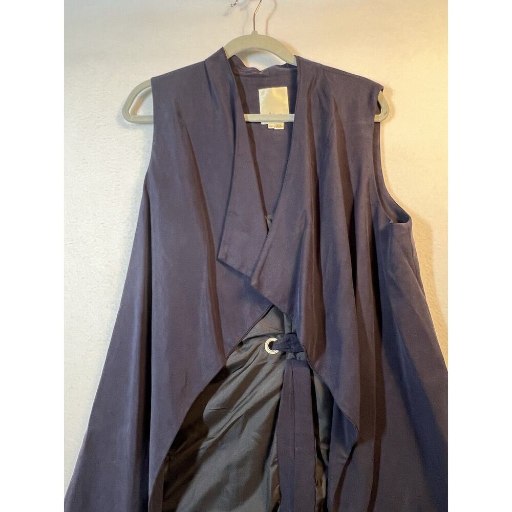 Elevenses Vest Size L Blue Wool Blend Open Front Anthropologie - Picture 2 of 8